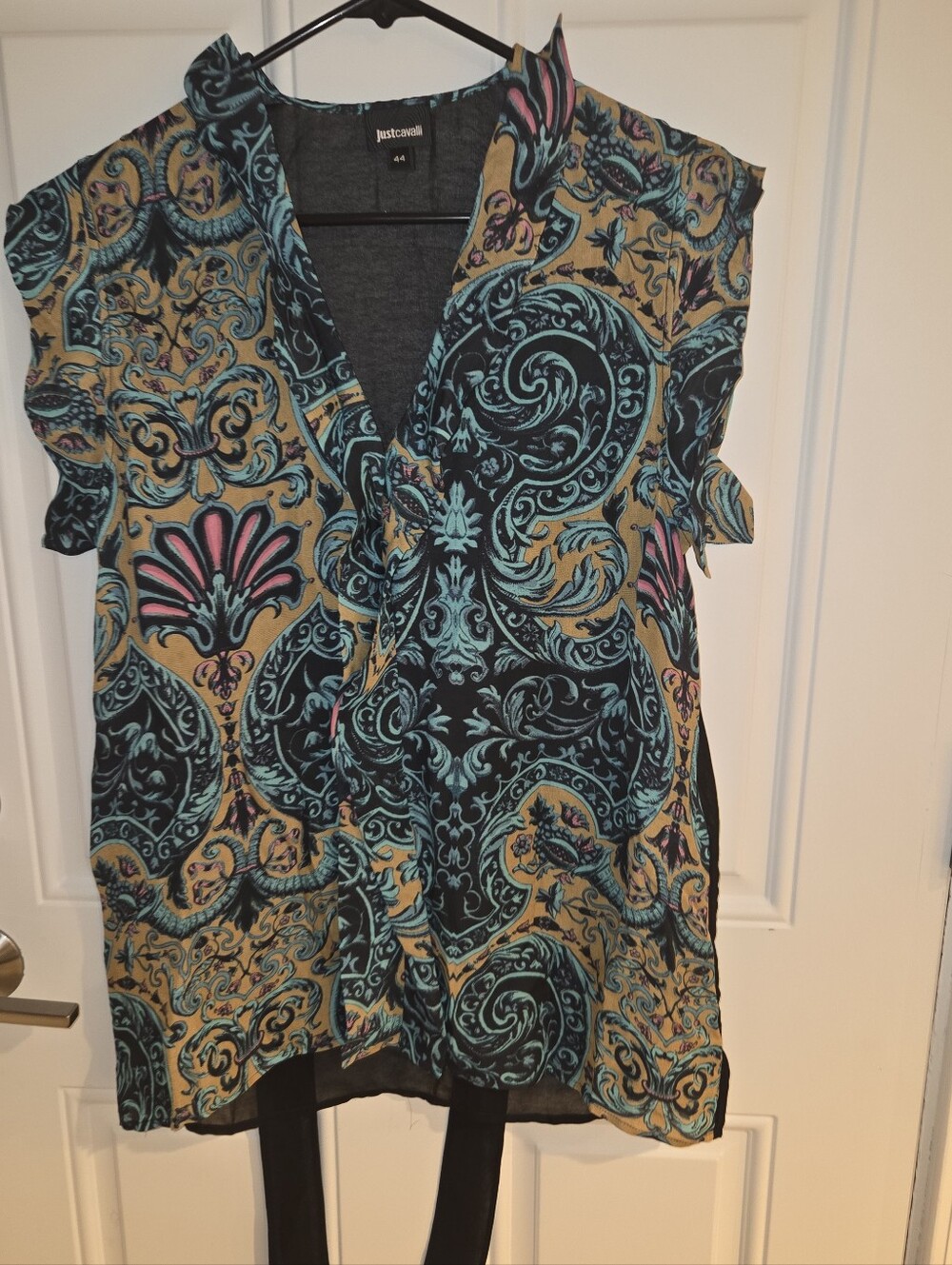 Just Cavalli Baroque Paisley Sheer Back Tunic Top IT 44